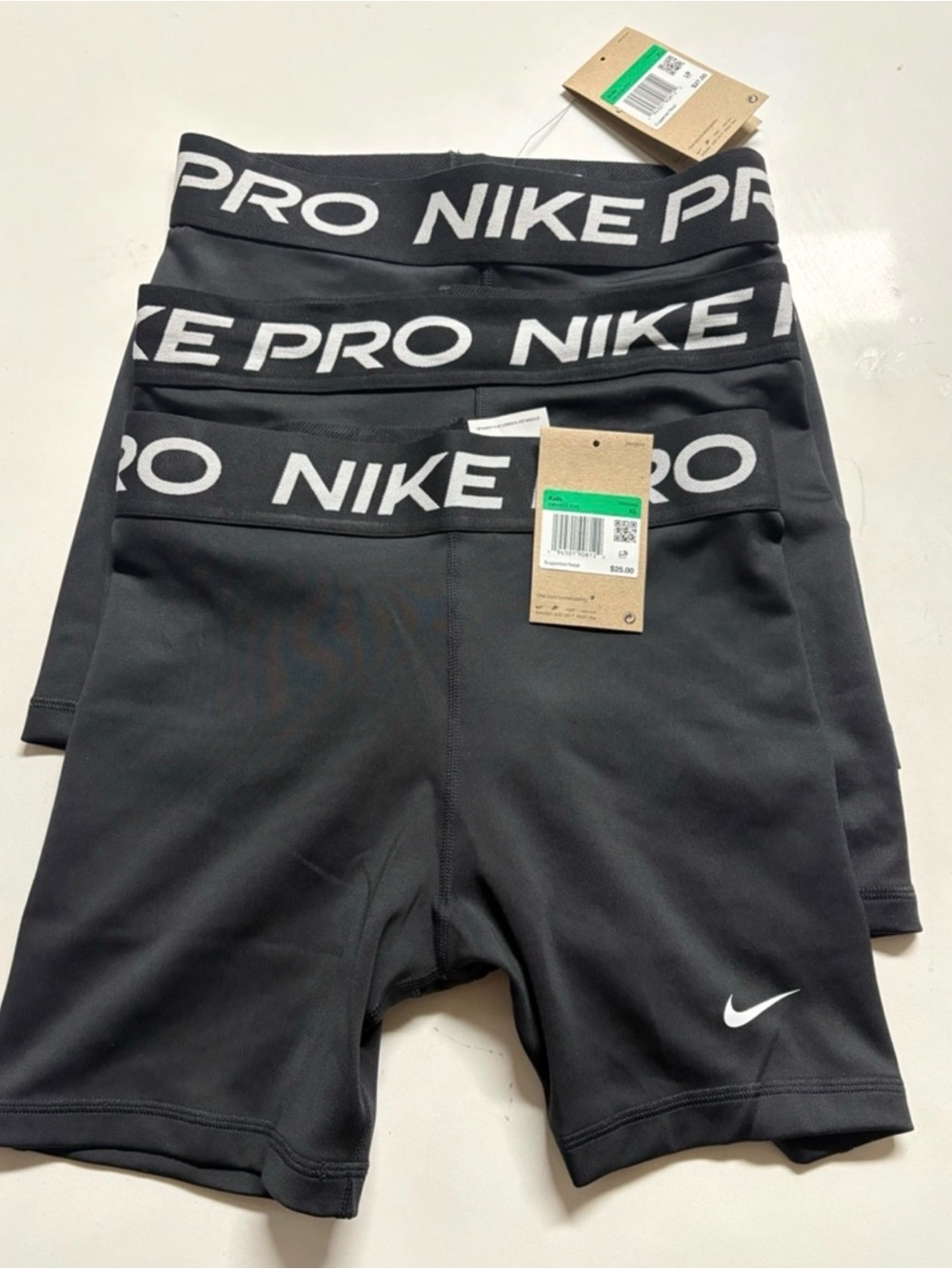 Nike Black Kids Pro Compression Shorts - 3 Pack